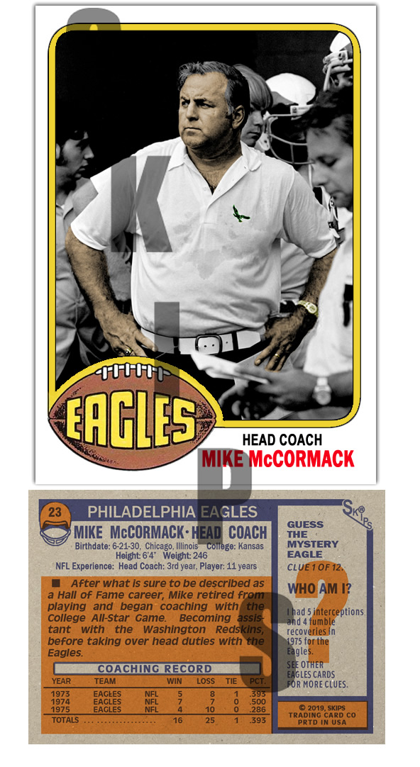1976 STCC #23 Topps Mike McCormack Philadelphia Eagles HOF